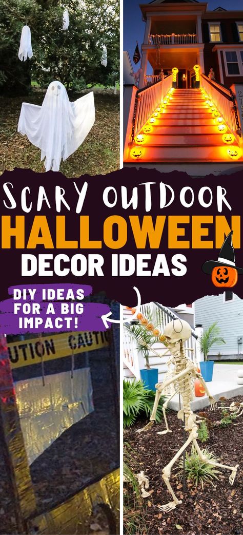 scary outdoor halloween decorating ideas! Homemade Halloween Decorations Outdoor, Front Yard Halloween Decorations, Spooky Outdoor Halloween Decor, Halloween Yard Displays, Scary Halloween Decorations Outdoor, Halloween Decorating Ideas, Halloween Diy Outdoor, Halloween Decorations Outdoor, Homemade Halloween Decorations