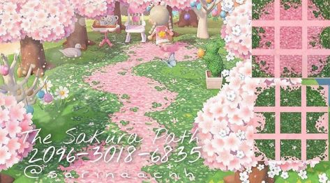 jinoo & rowan! on Instagram: “the cutest sakura path made by @sarinaacnh !!” Acnh Sakura Path, Acnh Sakura, Fairy Island, Acnh Path, Cottagecore Pink, Pink Cottagecore, Motif Acnl, Pink Island, Acnh Cottagecore