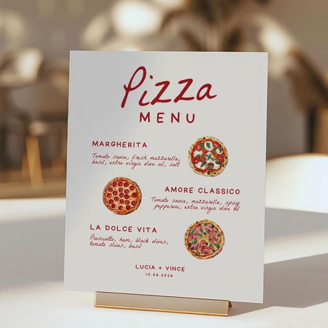 Set the perfect tone for your celebration with our "That's Amore" Pizza Menu Sign Canva Template! Ideal for engagement parties, rehearsal dinners, bridal showers, or weddings, this template features charming watercolor pizza elements that add a fun and delicious touch to any event. Fully customizable in Canva, you can easily edit the text, colors, and layout to match your theme. 𝗧𝗛𝗔𝗧'𝗦 𝗔𝗠𝗢𝗥𝗘 𝗕𝗨𝗡𝗗𝗟𝗘: https://www.etsy.com/ca/listing/1792741823/thats-amore-bridal-shower-template 𝗠? Wedding Pizza Sign, That’s Amore Pizza Party, Italy Themed Rehearsal Dinner, Italian Wedding Pizza Party, Pizza Wedding Shower Ideas, Pizza Station Wedding, Easy Rehearsal Dinner Ideas, That's Amore Engagement Party, Pizza Themed Rehearsal Dinner