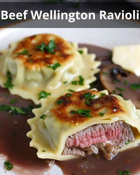 Beef Wellington Ravioli, Beef Wellington, My Recipes, Ravioli, Wellington, Garlic Cloves, Garlic, Stuffed Mushrooms, Pasta