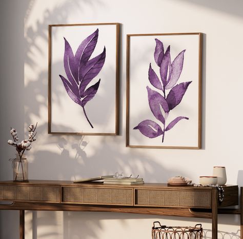 Purple Bedroom Wall, Leaf Pictures, Teal Office, Minimalist Leaves, Leaves Artwork, Teal Bathroom, Framed Leaves, Leaves Wall Art, Teal Bedroom