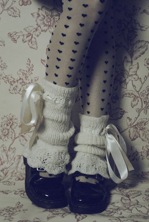 LOLITA - WOODLAND Legwarmers knitted in White Ready to Ship ✿ Pretty Shoes, Gothic Lolita, Mode Vintage, Dream Clothes, Lolita Fashion, Kawaii Fashion, Japanese Fashion, Cute Fashion, Cute Shoes