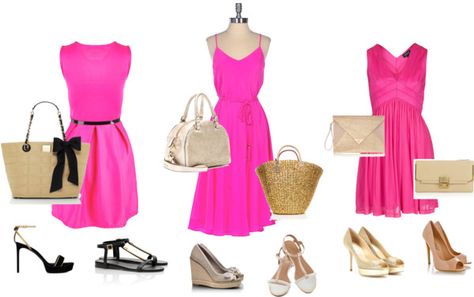 Vestido fucsia Vestidos Color Fucsia, Barbiecore Outfit, Pink Dress Outfits, Outfit Work, Outfit Pink, Office Casual, Pink Fashion, Daily Fashion, Mother Of The Bride