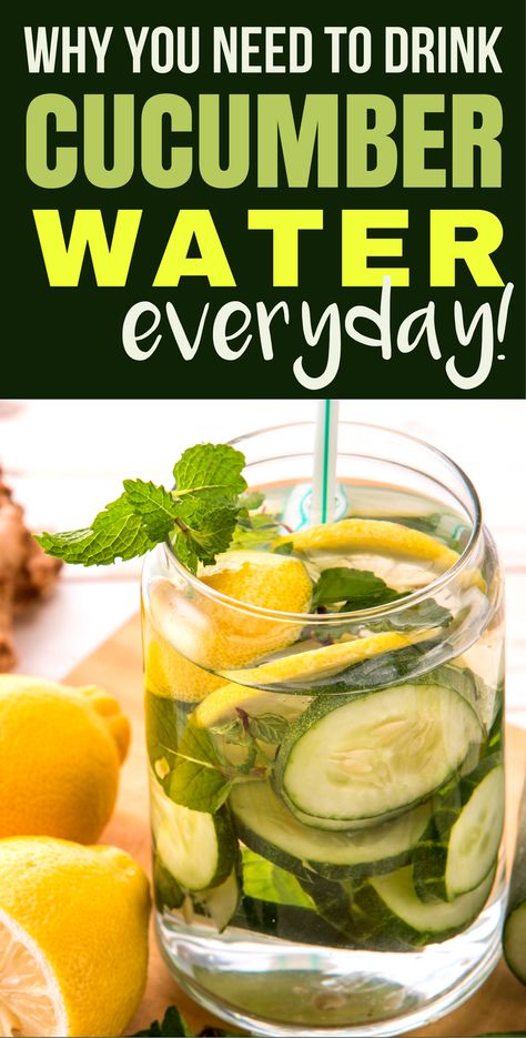 Cucumber Infused Water: Do you need to drink more water? Learn about the benefits of cucumber water and why you should add this drink as part of your day to stay healthy! Cucumber Water Benefits, Cucumber Infused Water, Ancient Remedies, Cucumber Detox Water, Healthy Thoughts, Resep Smoothie, Cucumber Diet, Lemon Diet, Cucumber Water