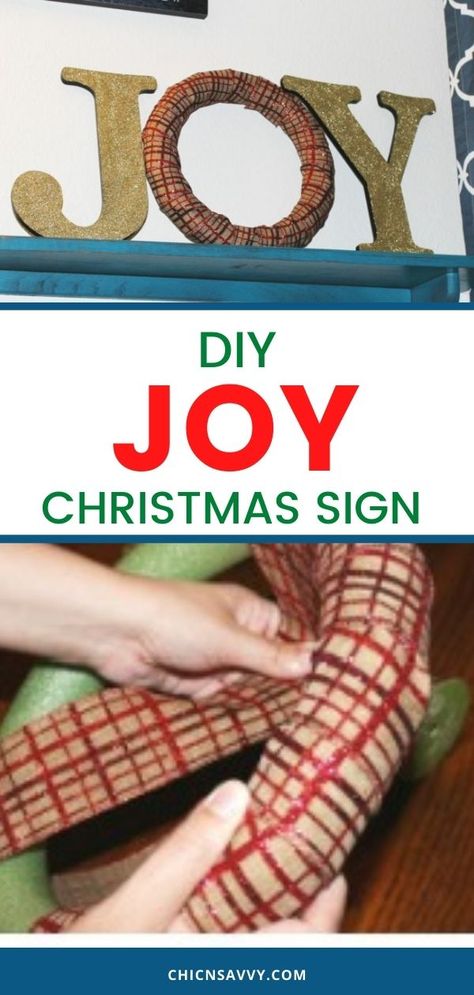 This DIY Joy Christmas Sign is easy to make starting with wooden letters, a foam wreath and colorful ribbon. It's beautiful farmhouse decor to keep things bright and festive for the holidays. #ChristmasCraft #ChristmasDecor #DIYChristmas #crafts Joy Christmas Sign, Foam Wreath, Diy Joy, Colorful Ribbon, Joy Christmas, Beautiful Farmhouse, Saving Ideas, Christmas Sign, How To Decorate