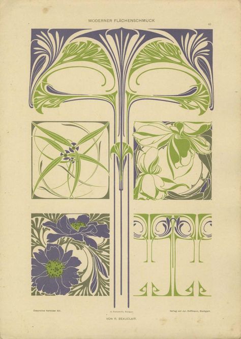 Dekorative Vorbilder 14 : Free Download, Borrow, and Streaming : Internet Archive Art Nouveau Graphic Design, Fleurs Art Nouveau, Motifs Art Nouveau, Floral Frames, Art Nouveau Floral, Art Deco Poster, Deco Poster, Art Nouveau Design, Lithography