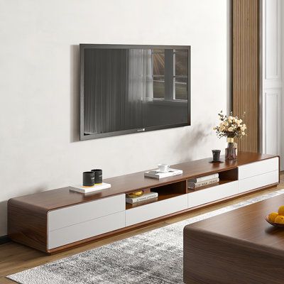 Tv Console Decorating, Tv Cabinet Wall Design, Minimalist Tv Stand, Console Tv Stand, Modern Media Console, Wood Entertainment Center, Tv Stand Designs, Storage Cabinet With Drawers, Console Tv