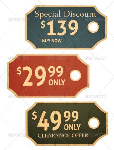 Sale Tags. Old retro vintage grunge tags for clearance offer and special discount. EPS10 opacity. Editable EPS, Render in JPG form Price Tag Design Ideas, Vintage Hang Tags, Price Tag Design, Store Design Boutique, Digital Art Beginner, Medicine Bottles, Price Tag, Vintage Grunge, Store Design Interior