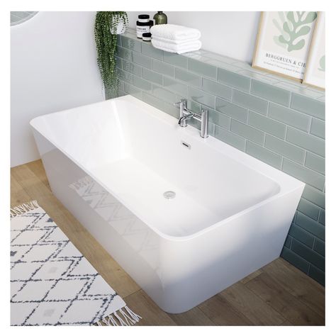 Freestanding Back To Wall Bath, Bath Tap Ideas, Bath Against Wall, Back To Wall Freestanding Bath, Bath Under Window, Bathroom Tubs, Toilet And Sink Unit, Bathroom Upstairs, Extension Plans