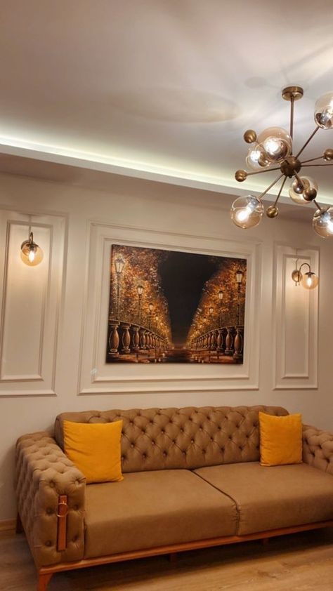 Sofa Back Wall Design Living Rooms, Wall Molding Living Room, Drawing Room Wall Design, Luxury Sofa Living Room, Living Room Wall Designs, House Wall Design, Luxury Living Room Decor, Latest Living Room Designs, Home Hall Design