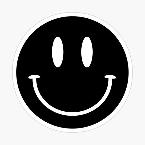 Get my art printed on awesome products. Support me at Redbubble #RBandME: https://www.redbubble.com/i/sticker/Black-Smiley-by-vonkhalifa15/65215716.EJUG5?asc=u Black And White Smiley Face, Black Smiley Face, Smiley Logo, Smiley Sticker, Black Emoji, Smiley Face Sticker, Funny Smiley, Smiley Design, Smile Sticker