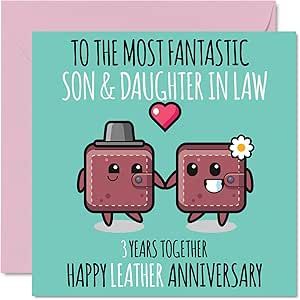 Happy 3rd Wedding Anniversary, 3rd Wedding Anniversary, Third Anniversary, Leather Anniversary, Wedding Anniversary Cards, Daughter In Law, Anniversary Card, Anniversary Cards, Wedding Anniversary