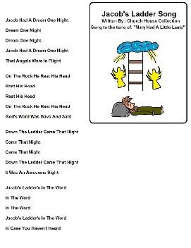 Jacob's Ladder Song Lyrics Jacobs Ladder Crafts For Kids, Jacob's Ladder Craft, Childrens Bible Songs, Sunday School Songs, Bible Timeline, Jacobs Ladder, Find The Difference, Preschool Bible Lessons, Kids Sunday School Lessons