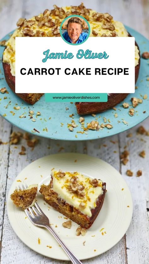 Jamie Oliver Carrot Cake is made with gluten-free self-raising flour, carrots, eggs, brown sugar, sunflower oil, ginger, cinnamon, apple, , orange zest and juice, sultanas, and walnuts. This easy Jamie Oliver’s Carrot Cake recipe creates a delicious dessert that takes about 1 hour to prepare and can serve up to 8 people. Fluffy Carrot Cake Recipe, Carrot Cake Muffin Recipe, Recipe With Cream Cheese, Carrot Cake Recipe Easy, Carrot Spice Cake, Easy Carrot Cake, Carrot Cake Muffins, Cake Muffins, Carrot Cake Recipe