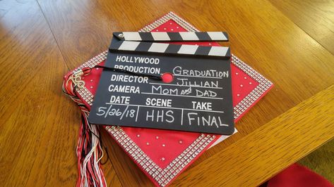 Graduation Cap Designs Acting, Theatre Grad Cap, Theatre Graduation Cap, Theatre Caps, Screenwriting Aesthetic, High School Graduation Cap Designs, Caps Ideas, College Grad Cap Ideas, Graduation Cap Decoration Diy