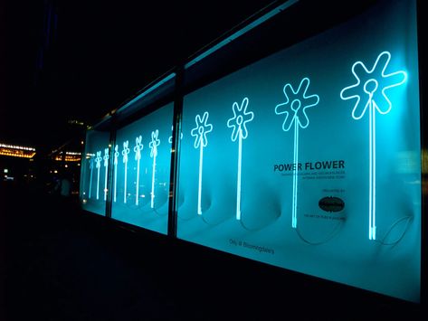 Environment / Power Flower / Häagen-Dazs Cultural Initiative at Bloomingdale's / Antenna Design Gen X Soft Club, Antenna Design, Senior Design, Sound Installation, Club Aesthetic, Y2k Design, Neon Flowers, Airport Photos, Clubbing Aesthetic