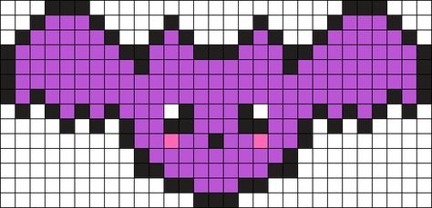 Kawaii Bat Perler Bead Pattern | Bead Sprites | Animals Fuse Bead Patterns Bat Perler, Paper Crafts Minecraft, Hama Beads Halloween, Kawaii Bat, Easy Perler Bead Patterns, Graph Paper Drawings, Fuse Bead Patterns, Halloween Cross Stitch Patterns, Hama Beads Design