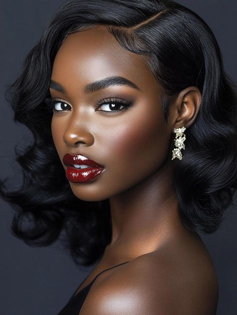 Christmas Hairstyles for Black Women: Elegant, Festive, and Trendy Ideas for the Holiday Season Black Women Elegant, Hollywood Glam Waves, Christmas Hairstyles For Black Women, Braids And Curls, Voluminous Updo, Crown Braid Updo, Retro Curls, Glam Waves, Twisted Updo