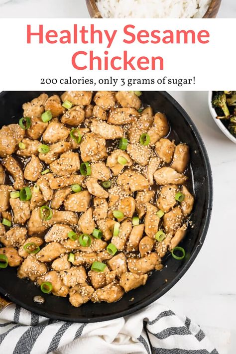 You will never believe that this Sesame Chicken is actually good for you! Ready in 20 minutes, easy to make, and just as good as Chinese takeout. #dinner #kidfriendly #quickandeasy Healthy Sesame Chicken, Slender Kitchen, Weight Watchers Chicken, Weight Watcher Dinners, Weight Watchers Chicken Recipes, Chinese Takeout, Sesame Chicken, Healthy Lunch Recipes, Quick Healthy