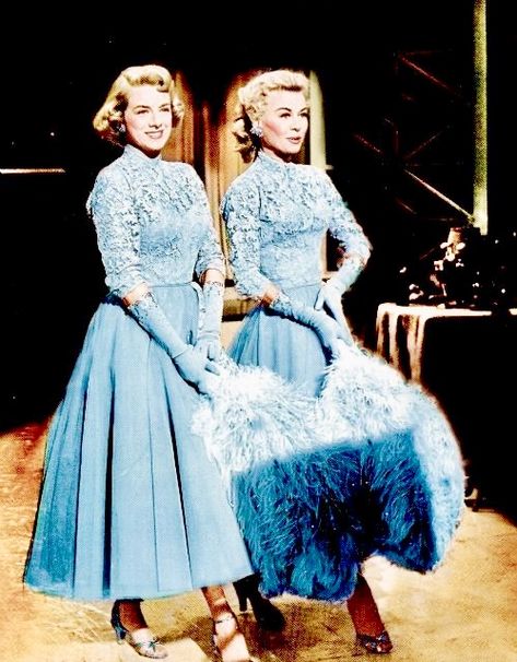 Rosemary Clooney and Vera-Ellen performing the ‘Sisters’ number from Irving Berlin’s “WHITE CHRISTMAS” (1954, Paramount Pictures). White Christmas Sisters, Sisters Outfits, White Christmas Movie, Vera Ellen, Ellen White, Rosemary Clooney, Soli Deo Gloria, Sister Outfits, Christmas Costumes