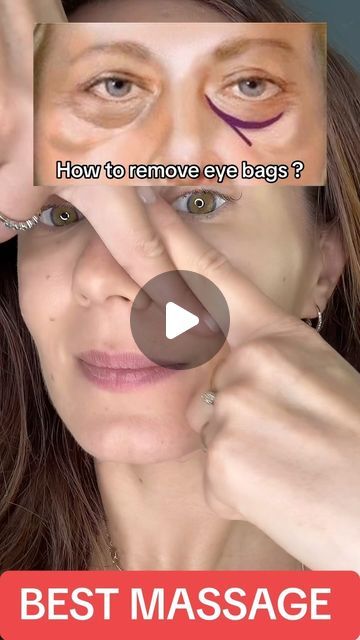 Eye Massage For Tired Eyes, How To Reduce Eye Bags, Eye Bags Remedy, Yoga Den, Eye Bags Makeup, Baggy Eyes, Massage Routine, Hooded Eye Makeup Tutorial, Remove Eye Bags