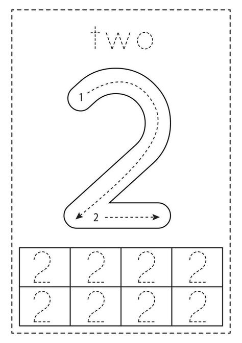 Trace Number 2 Worksheet, Number 2 Tracing Worksheet, Number 2 Worksheets Preschool, 2 Tracing Worksheet, Number 2 Tracing, Tracing Sheets, Kids Worksheets, Kids Worksheets Preschool, Number Tracing