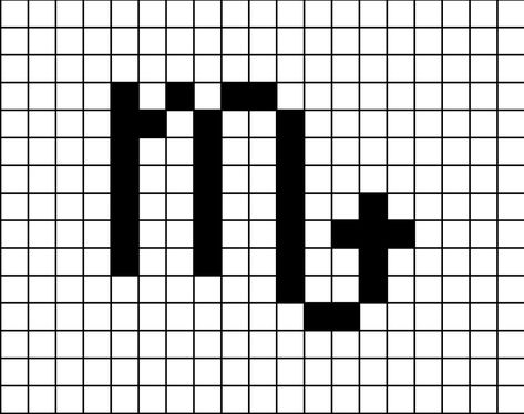 A pixel art template of Scorpio, the eighth astrological sign (black on white). Pixel Art Zodiac Signs, Astrology Pixel Art, Pixel Art Pattern Zodiac, Libra Star Constellation, Zodiac Cross Stitch Patterns, Pisces Alpha Pattern, Drawing Ideas List, Scorpio Sign, Easy Pixel Art