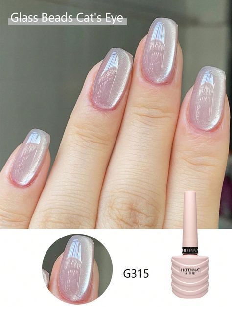 Clear  Collar  ABS   Embellished   Nail,Hand & Foot Care Clear Cat Eye Nails, Trendy Nail Polish, Ideas Uñas, Cat Eye Nails Polish, Fake Nails Designs, 2024 Nails, Cat Eye Gel Polish, Pretty Toe Nails, Manicure Nail Designs