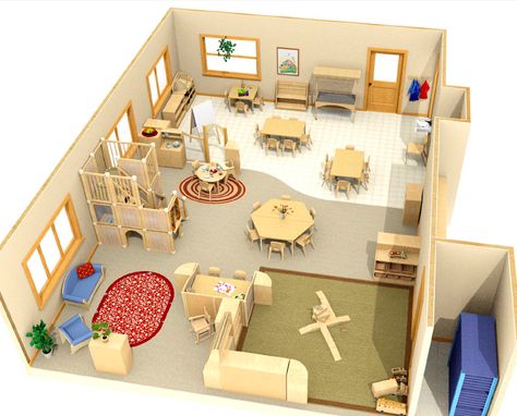 I like the layout of this classroom. But I would like to make my classroom very colorful. Daycare Floor Plans, Daycare Rooms Setup, Preschool Layout, Montessori Classroom Layout, Toddler Daycare Rooms, Kindergarten Classroom Design, Classroom Floor Plan, Preschool Classroom Layout, Daycare Room Ideas