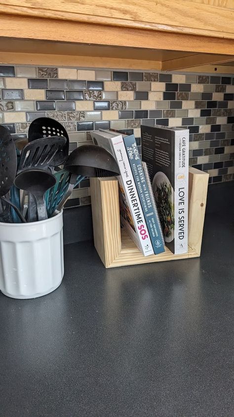 Wood Bookend Kitchen Bookend Tiny Bookcase Book Holder Kitchen Recipe Book Holder Cook Book Stand Kitchen Library Shelf Cookbook Bookend - Etsy Recipe Shelf In Kitchen, Kitchen Book Display, Cookbook Holders Diy, Recipe Book Shelf In Kitchen, Recipe Book Shelf Kitchen, Ways To Display Cookbooks, Cookbook Holder In Kitchen, Diy Recipe Holder Ideas, Kitchen Bookshelf Ideas Cookbook Shelf