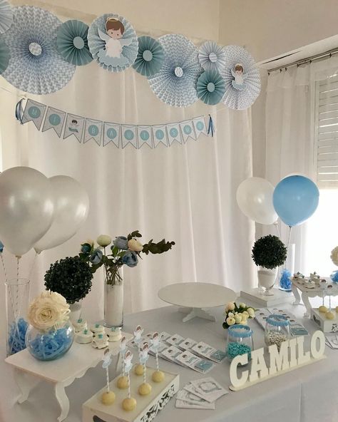 ambientación de eventos | Hermosa mesa para el bautismo de Camilo❤️❤️ #bautismo #candybar #bebe #ambientación #eventos | Instagram Ideas Bautizo, Recuerdos Primera Comunion Ideas, 2nd Birthday, Baby Shower, Pastel, Shower, Birthday, On Instagram, Santiago