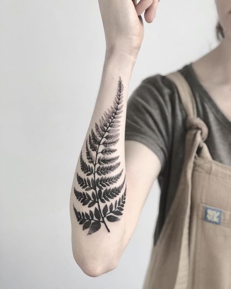 Camping Tattoo, Fern Tattoo, Bone Tattoos, Doodle Tattoo, Botanical Tattoo, Fern Leaf, Tattoo Arm, Knee Tattoo, Dot Work Tattoo