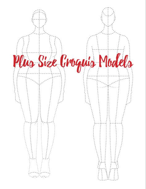 Plus Size Croquis Templates, Curvy Model Fashion Sketch, Plus Size Croquis, Sewing Journal, Fashion Figure Templates, Silhouette Sketch, Flat Pattern, Drawing Stencils, Fashion Silhouette