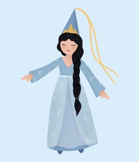 Watercolor vector illustration of a cute princess in a dress with moons in pastel colors Fairytale Birthday Party, Princess Watercolor, Fairytale Birthday, Princess Illustration, Magical Princess, Princess Birthday Party Decorations, Watercolor Vector, Horse Party, Cinderella Party