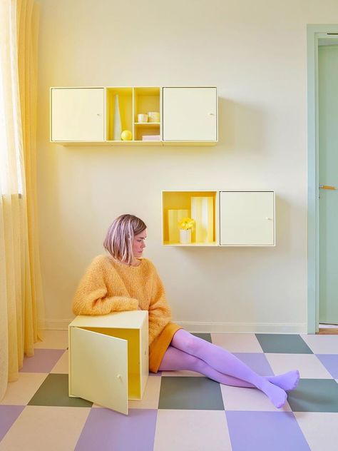 This Swedish Company Is Reinventing Everyone’s Least Favorite Flooring Home Decor Inspiration Living Room, Marmoleum Floors, Checkerboard Floor, Montana Furniture, Retro Bathrooms, Linoleum Flooring, Colour Ideas, Objet Design, Bathroom Trends