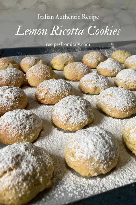 Italian Lemon Ricotta Cookies, Ricotta Cookies Recipe, Authentic Italian Desserts, Italian Lemon Cookies, Italian Ricotta Cookies, Lemon Biscotti, Recipes From Italy, Lemon Ricotta Cookies, Candied Lemon Peel