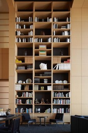 Tokyo Library, Tall Library, Aman Hotel, Aman Tokyo, Kerry Hill Architects, Library Lounge, Kerry Hill, Double Height Living Room, Executive Lounge