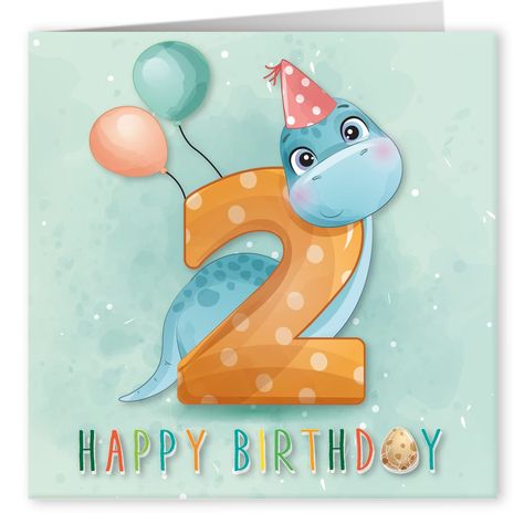 Dinosaur 2nd Birthday, Happy Second Birthday, 2nd Birthday Card, Second Birthday Shirt, Old Birthday Cards, 2nd Birthday Outfit, 2nd Birthday Boys, Cute Happy Birthday, Birthday Cards For Boys