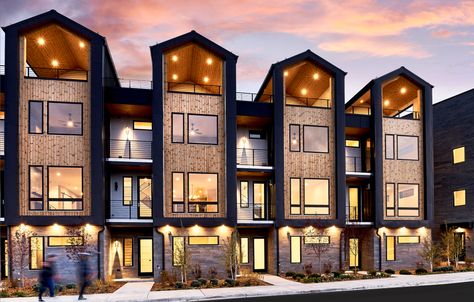 Town House Plans, Luxury Townhomes, Mountain Condo, Townhouse Exterior, Aspen Mountain, Modern Mountain Home, Townhouse Designs, Tuscan House, Mountain Living