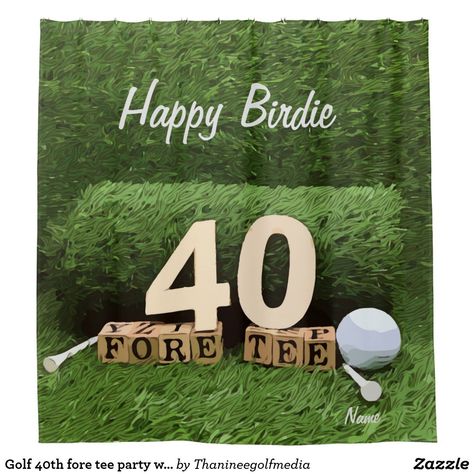 Golf 40th fore tee party with ball and tee modern shower curtain 40 Tee Golf Party, Golf And Tennis Theme Party, 40 Golf Birthday, Four Tee Golf Party, 40th Golf Birthday Ideas For Men, Golf Themed 40th Birthday Party, 40th Golf Theme Party, Golf 40th Birthday Party, 40th Birthday Golf Theme