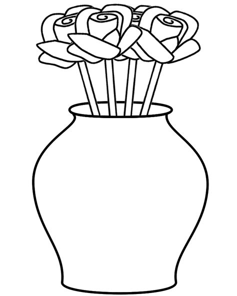 coloring page Vase Coloring Pages, Walls Art, Printable Flower, Vase Crafts, Nouveau Art, Rose Pictures, I Love Heart, Paintings Art, Flower Printable