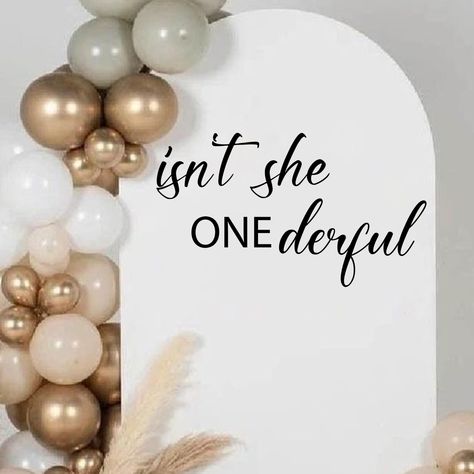 PRICES MAY VARY. 👧🏼ADORABLE WORDPLAY - Celebrate your baby girl's first birthday with charm and whimsy using the "Isn't She Onederful" sticker. The clever wordplay adds a delightful touch to the occasion, symbolizing the joy and uniqueness of your baby girl's first year,making it a standout decoration for the special day. 👧🏼BALLOON ARCH CENTERPIECE - Elevate the party atmosphere by featuring this sticker on a balloon arch KT board. Its eye-catching design and playful message make it the perf First Birthday Girl Decorations, Arch Centerpiece, Isn't She Onederful, Arch Decal, One Year Birthday, First Birthday Party Themes, First Birthday Decorations, Birthday Party Balloon