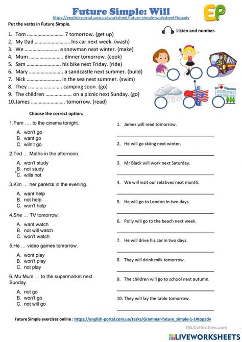 Future tense online activity for 5. You can do the exercises online or download the worksheet as pdf. Simple Future Tense Worksheets Grade 5, Future Tenses Worksheets, Future Tense Activities, Simple Future Tense Worksheets, Future Simple Worksheet, Future Tense Worksheet, Future Simple Tense, Simple Future Tense, Question Tag