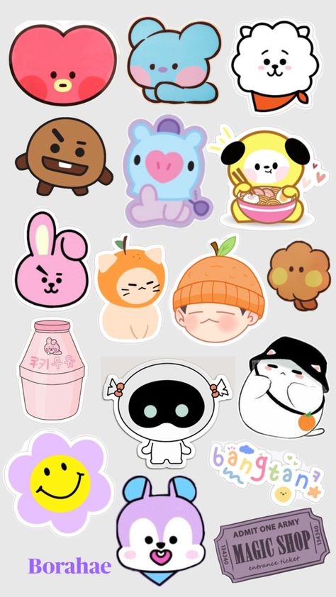 K Crafts, Kpop Diy, Arte Van Gogh, Scrapbook Stickers Printable, Coding For Kids, Bullet Journal Doodles, Bts Drawings, Anime Drawings Tutorials, Bts Chibi