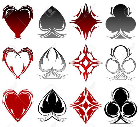 Card Symbols Tattoo, Card Symbols, Playing Card Tattoos, Symbols Tattoo, Kartu Remi, Card Tattoo Designs, Symbol Tattoo, Alfabet Letters, Gambling Tattoo