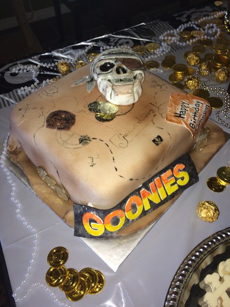 My sons 10th birthday cake! He loved it Goonies Birthday Cake, Goonies Birthday Party, The Goonies Birthday Party, Goonies Chunk, Goonies Birthday, Goonies Party, Hamburger Party, 10 Birthday Cake, Funny Goonies Meme