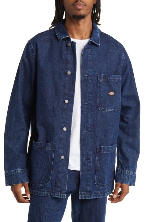 Dickies Denim Chore Coatfor a Stunning Look 2023 Zoe Davis, Chore Coat Men, Men's Denim Jackets, Workwear Aesthetic, Expensive Clothes, Chore Coat, Chore Jacket, Denim Jacket Men, Work Jackets