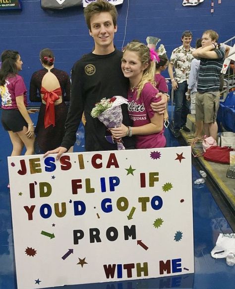 So cute gymnastics promposal. Gymnastics Homecoming Proposals, Hoco Proposals Ideas Gymnastics, Promposal For Cheerleaders, Gymnastics Promposal, Gymnastics Hoco Proposals, Girl Ask Guy, Highschool Dance, Prom Posals, Hoco Signs