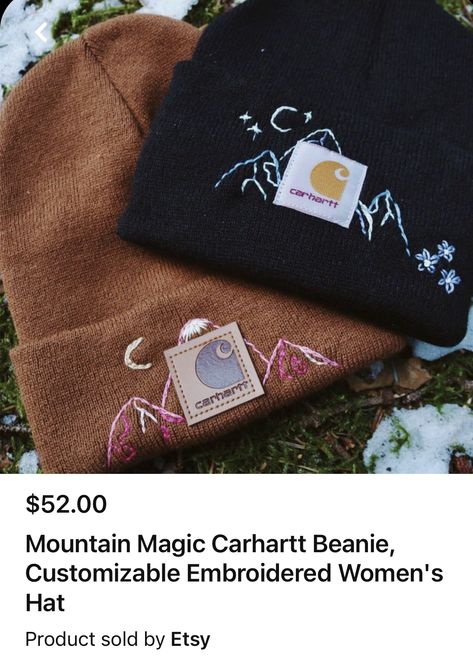 Hand Embroidery Carhartt Beanie, Embroidered Carhartt Beanie Diy, Hand Embroidered Carhartt Beanie, Cathartic Beanie Embroidered, Embroidered Carhartt Hat, Carhartt Embroidered Beanie, Embroidery Carhartt Beanie, What To Embroider On, Carhartt Hat Embroidery