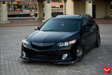 Slammed Glossy Black Acura TSX Black Acura, Tsx Wagon, Honda Accord Wagon, Acura Cars, Dream Cars Bmw, Wagon Cars, Sports Wagon, Car Goals, Acura Tsx